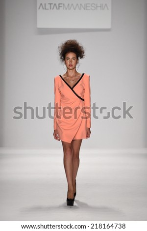 NEW YORK - SEPTEMBER 11: A model walks runway for Altaf Maaneshia Spring/Summer 2015 fashion show at Mercedes-Benz Fashion Week during New York Fashion Week on September 11, 2014 in NYC.