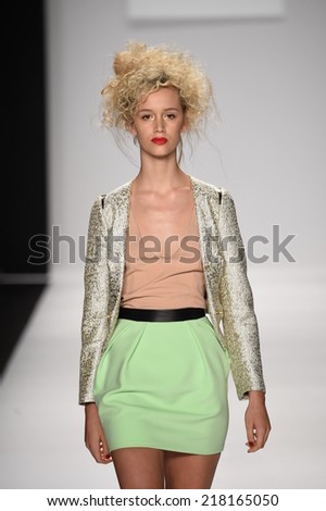 NEW YORK - SEPTEMBER 11: A model walks runway for Altaf Maaneshia Spring/Summer 2015 fashion show at Mercedes-Benz Fashion Week during New York Fashion Week on September 11, 2014 in NYC.