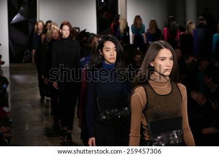 NEW YORK, NY - FEBRUARY 12: Models walk the runway during Ohne Titel runway show during MADE Fashion Week Fall 2015 at Milk Studios on February 12, 2015 in NYC
