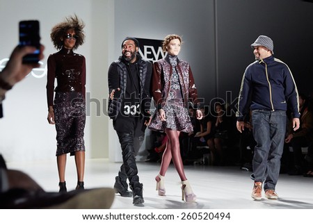NEW YORK, NY - FEBRUARY 19: Designers and models walks runway at the New York Life fashion show during MBFW Fall 2015 at Lincoln Center on February 19, 2015 in NYC.