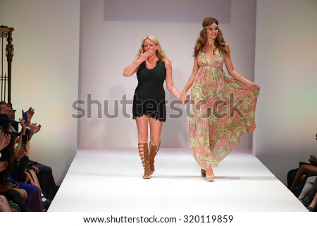 NEW YORK, NY - SEPTEMBER 11: Designer Lainy Gold and model walks the runway finale at the Lainy Gold Swimwear fashion show during Spring 2016 New York Fashion Week on September 11, 2015 in NYC.