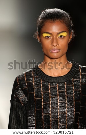 NEW YORK, NY - SEPTEMBER 09:A model from Daniel Silverstain walks at DSW Sponsors Gen Art 20th Anniversary Fresh Faces In Fashion Runway Spring 2016 at New York Fashion Week, September 9, 2015 in NYC