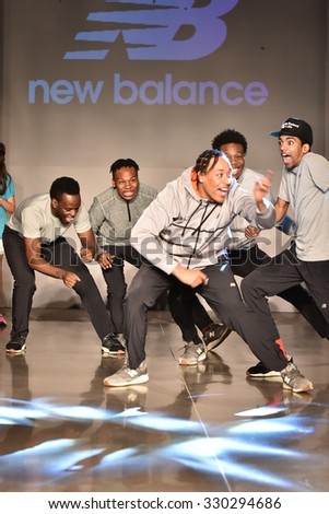 NEW YORK, NY - OCTOBER 17: Dancers perform on runway at New Balance Fall/Winter 2016 Runway Dance Party during petiteParade at The Spring Studio on October 17, 2015 in NYC.