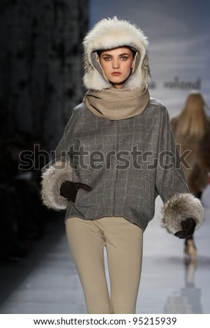 NEW YORK - FEBRUARY 14: Model walks runway at the Pamella Roland Fall/Winter 2012 collection presentation at Lincoln center during New York Fashion Week on February 14, 2012 in New York City.