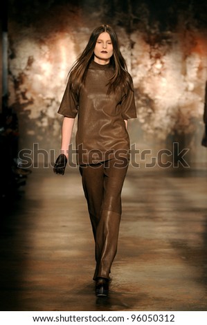 NEW YORK - FEBRUARY 11: A Model walks runway for Sally La Pointe Fall/Winter 2012 presentation in Center 548 during New York Fashion Week on February 11, 2012 in NYC.