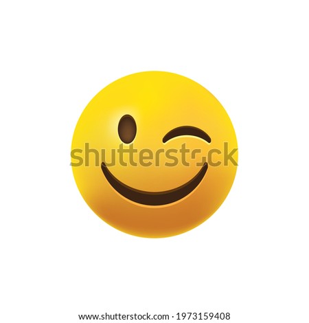 Realistic smile with winking eye icon