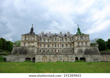 Old stylized Pidhirtsi Castle, village Podgortsy, Renaissance Palace, Lviv region, Ukraine