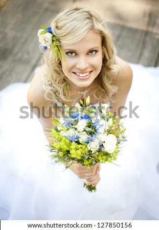 Beautiful bride is enjoying her wedding day
