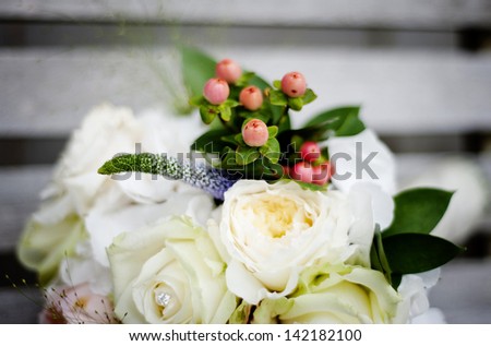 Close up of beautiful floral wedding bouquet