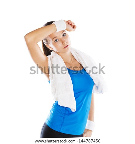 Studio fitness portrait isolated on white background