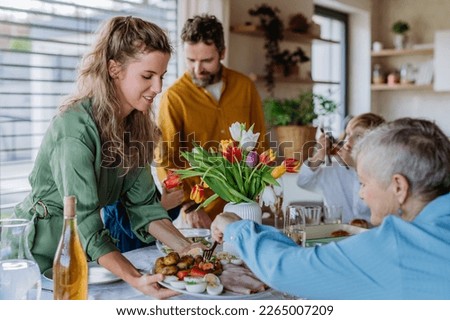 Similar – Image, Stock Photo Easter dinner with eggs on a light table