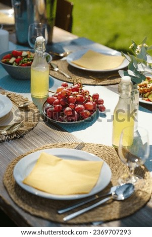 Image, Stock Photo festive set garden table