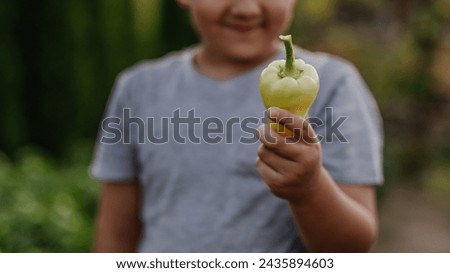 Similar – Image, Stock Photo Child holding green pepper