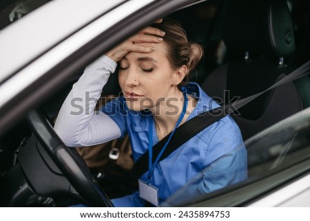 Similar – Image, Stock Photo Sad, exhausted doctor sitting in a dark room