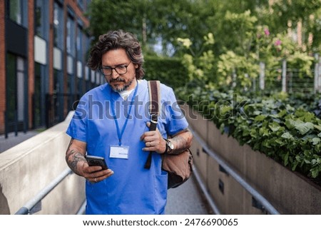 Image, Stock Photo Healthcare worker at home visit