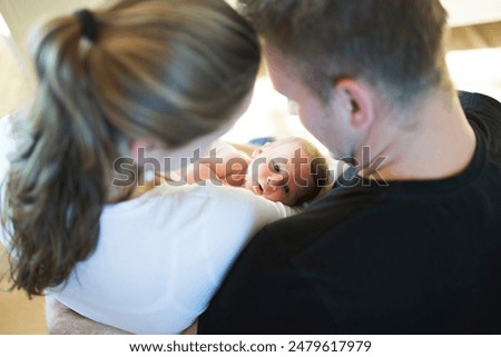 Similar – Image, Stock Photo Happy mother holding newborn child