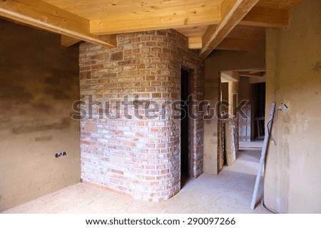 Interior of a new unfinished ecological house