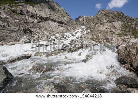 Waterfall near Buarbreen glacier (Folgefonna National Park, Norway)