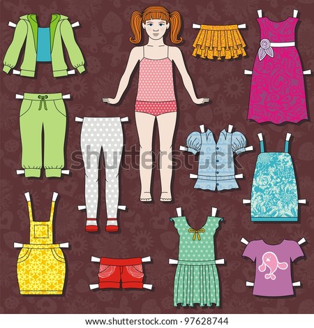 Paper Doll Body With Cloths For Her. This Template For Cut. Vector ...