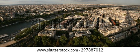 PARIS, FRANCE - AUGUST 25, 2009: Seine River in Paris, France, pictured from the second level of the Eiffel Tower.