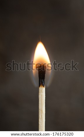Closeup of burning safety match