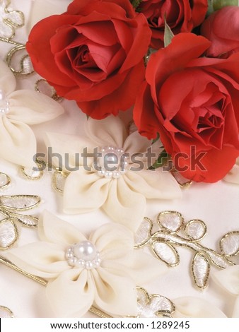 Wedding background - roses on wedding dress