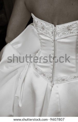 Back of a Wedding Dress Worn by a Bride