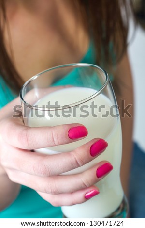 Milk - Woman drinking milk.