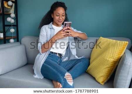 Similar – Image, Stock Photo Pretty Afro Woman Using Phone