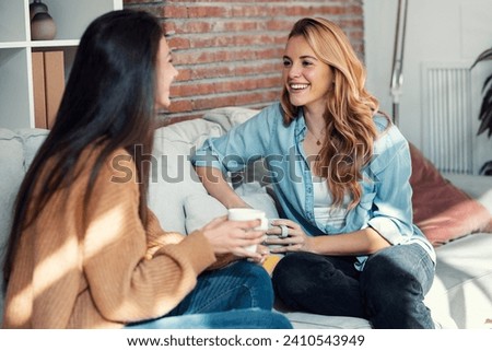 Similar – Image, Stock Photo Two women talking at sunset on an island. Dark foreground with cannon. Blue clouds and with a view of a neighboring island. The women are only recognizable as shadows.