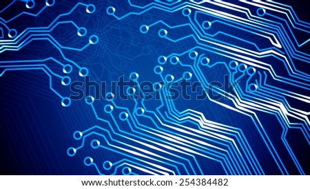 Illustration of Abstract circuit board with signals.