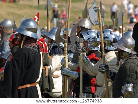 GRUNWALD, POLAND - JULY 18: Show the anniversary of the Battle of Grunwald in 1410, July 18, 2009 on Grunwald fields, Poland.