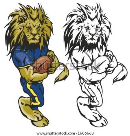 Lion Football Mascot. Great for t-shirt designs, school mascot logo and any other design work. Ready for vinyl cutting.