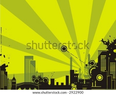 Sunrise cityscape silhouette background series. Check my portfolio for much more of this series as well as thousands of similar and other great vector items.