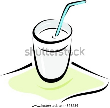 Glass With Milk And Straw.Vector Illustration - 893234 : Shutterstock