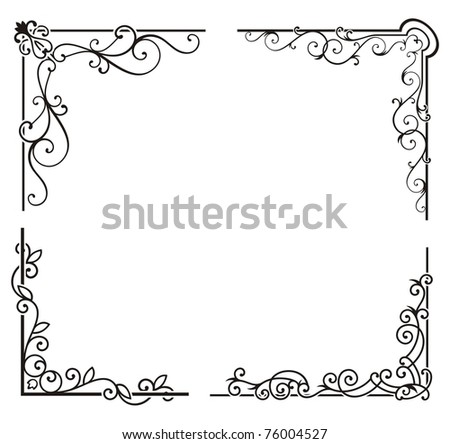 A Set Of Exquisite Corner Ornamental Designs. Stock Vector Illustration ...