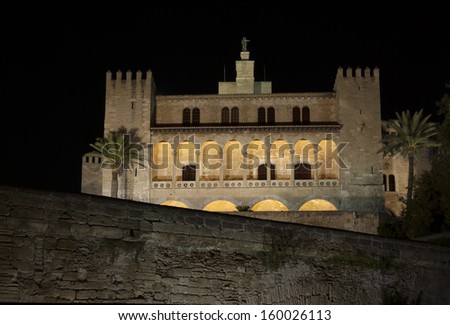 Old gothic building in the night, Palma de Mallorca, Spain