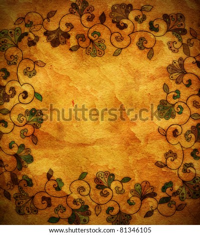 Classical wallpaper with paisley pattern (frame with flower)