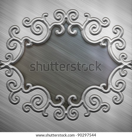 Metal plate with ornate frame