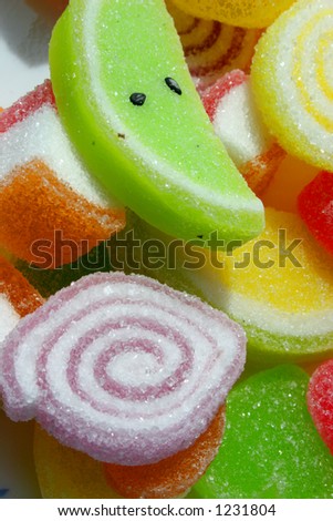 Colorful sugar-coated candies.