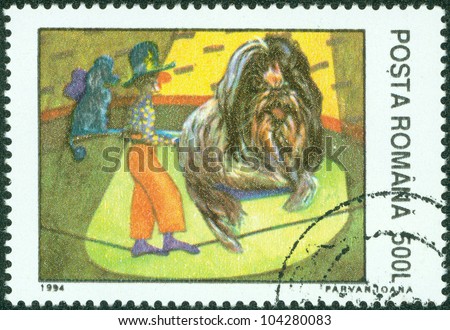 ROMANIA - CIRCA 1994: stamp printed by Romania, shows Circus Animal Acts, Lion, circa 1994