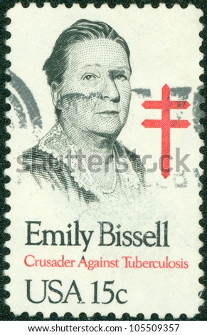 UNITED STATES OF AMERICA - CIRCA 1980: A stamp printed in the USA shows Emily Bissell, social worker who introduced Christmas seals in U.S., crusader against tuberculosis, circa 1980