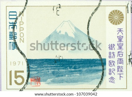 JAPAN - CIRCA 1971: A stamp printed in japan shows Trip to Europe, circa 1971