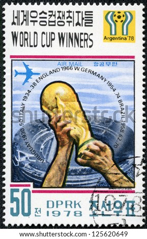 NORTH KOREA - CIRCA 1978: a stamp printed by North Korea shows World Cup Winners. World football cup in Argentina, circa 1978