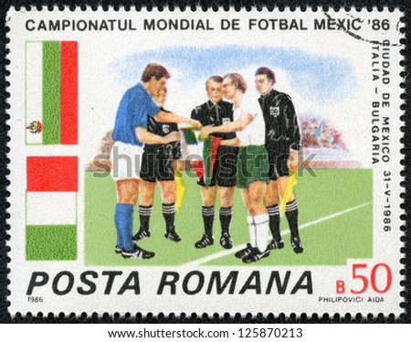 ROMANIA - CIRCA 1986: stamp printed by Romania, show football,\