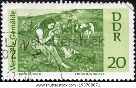 GERMANY - CIRCA 1967: stamp printed by Germany, shows Spring Idyl, by Hans Thoma, circa 1967.