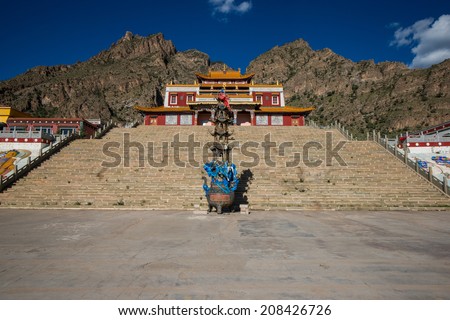 Tibet temple with mountain and square,Inner Mongolia,china