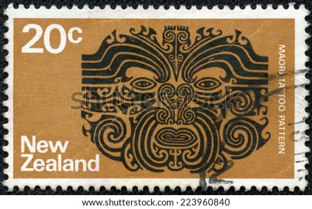 NEW ZEALAND - CIRCA 1971: a stamp printed in the New Zealand shows Maori Tattoo Pattern, circa 1971