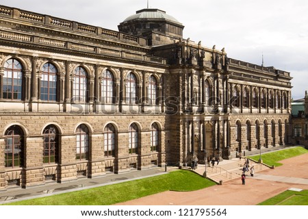 The Old Masters Picture Gallery in Dresden, Germany. The collection of Old Masters is located in the Semper Gallery in Zwinger. The Semper Gallery as seen from the courtyard of the Zwinger