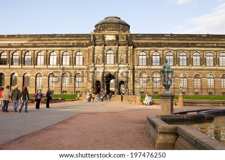 DRESDEN, GERMANY - SEPTEMBER 17, 2010: The Old Masters Picture Gallery in Dresden, Germany. The collection of Old Masters is located in the Semper Gallery in Zwinger.